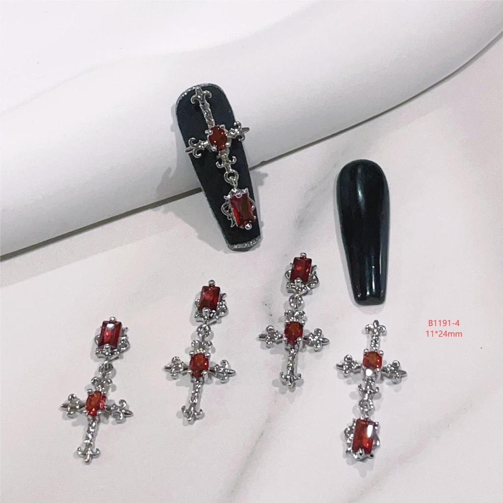 Chrome Hearts Cross Punk Retro Metal 32 DIY Wearable Nail Art Doll Accessories Zircon Manicure Jewelry