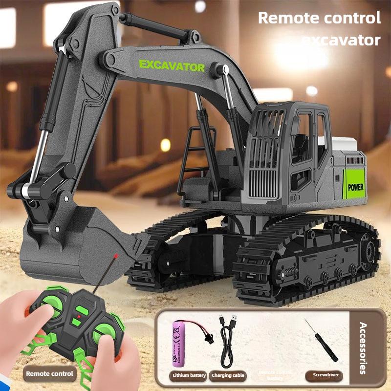 Children Alloy Remote Control Excavator Toys Simulation Electric Excavator Engineering Vehicle With Light Rc Cars Model For Kids
