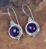 Amethyst Gemstone 925 Silver Round Earrings Boho Earrings Bezel Earrings Gift For Her Statement Earrings