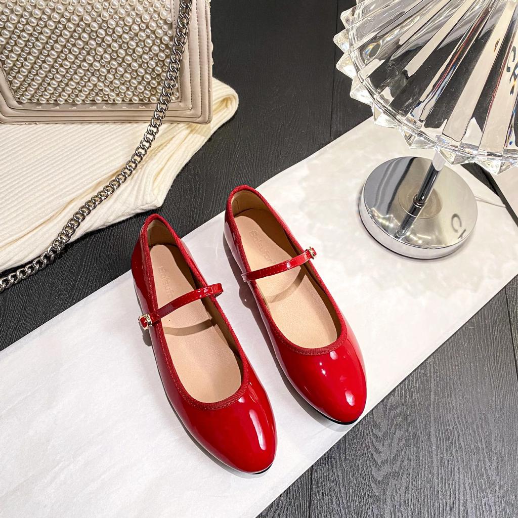 Fashion Flat shoes women's 2025 new Mary Jane single strap shallow mouth soft soled ballet shoes summer round toe single shoes women