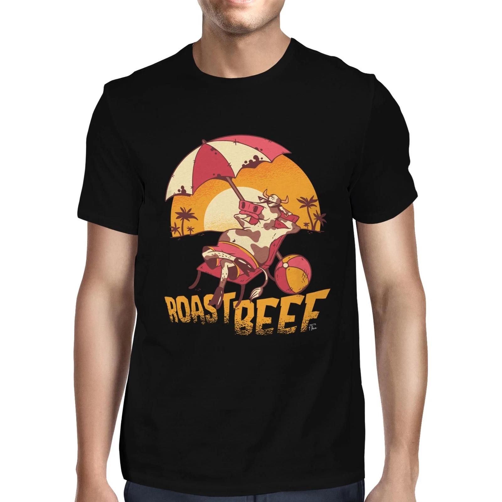 1Tee Mens Roast Beef Sunbathing Cow  T-Shirt XXL