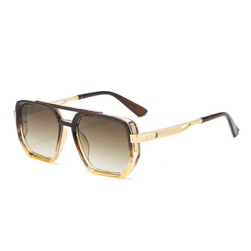 2026 Retro Double Bridge Square Pilot Sunglasses - European & American Fashion Street Style