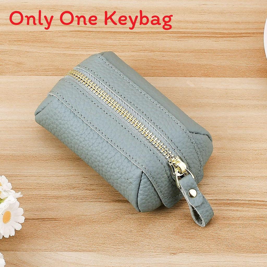 Leather Girls Mini Key Wallet With Zipper Coin Pocket For Daily Use