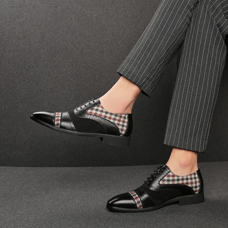 Fashion Size 38-47 Fashion Men Derby Shoes Men Comfortable Lace Up Busines Office Dress Shoes British Gentleman Social Leather Shoes Men