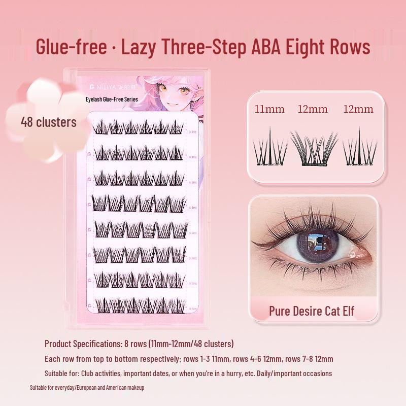 Natural Self-Adhesive Segment False Eyelashes - Sunflower Design for Women: Little Wild Cat Lower Lash Clusters