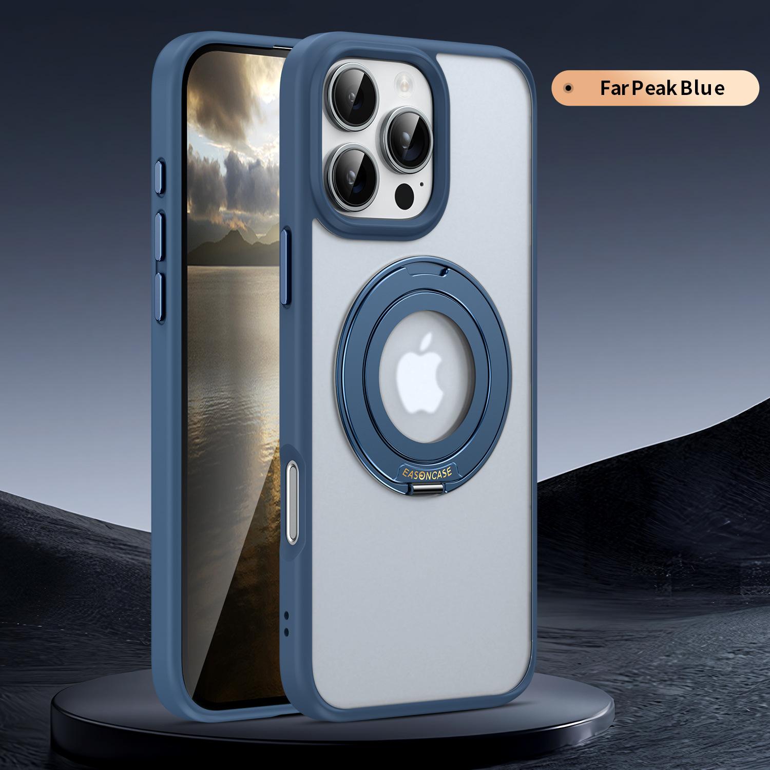 

Подходит для Apple 16proMax Магнитный Чехол для телефона с зарядкой, IPhone15 Матовый 14 с Вращающейся подставкой Защитный чехол iPhone15proMax синий