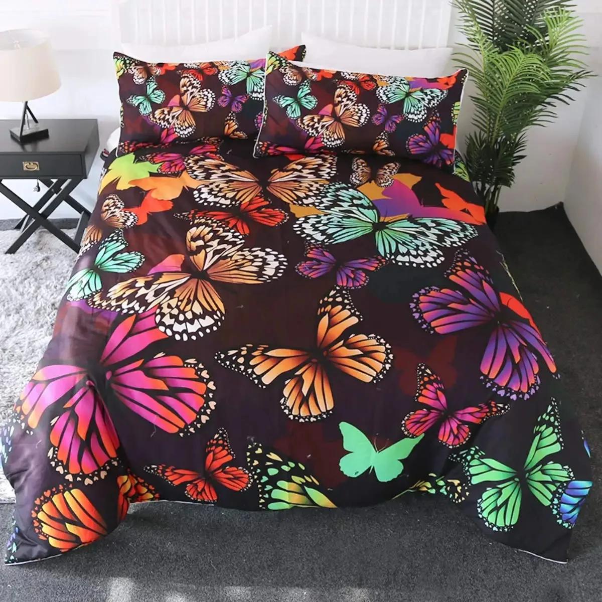 

Квіти та Метелики Бузковий Комплект Постільної Білизни Фіолетовий Бузковий Квітковий Метелики Комплекти Постільної Білизни для Дівчат Жінок, Розмір Queen 70x133cm