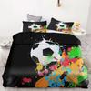 Cartoon Duvet Cover Set Football Graffiti 3D Soccer Ball Bedding Set For Boys Teens Sports Theme Bed Linen With Pillowcases