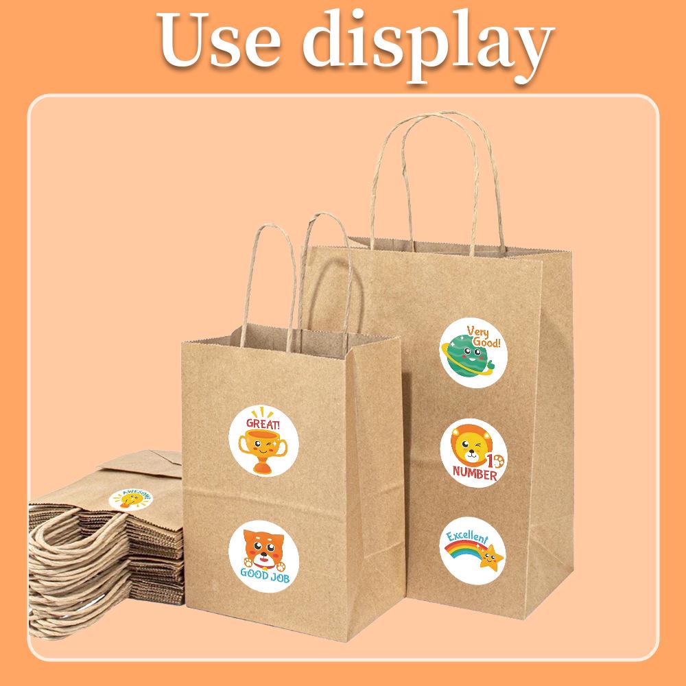 English Reward Stickers Roll - 500 Round Stickers for Children's Journals and Tape Sealing