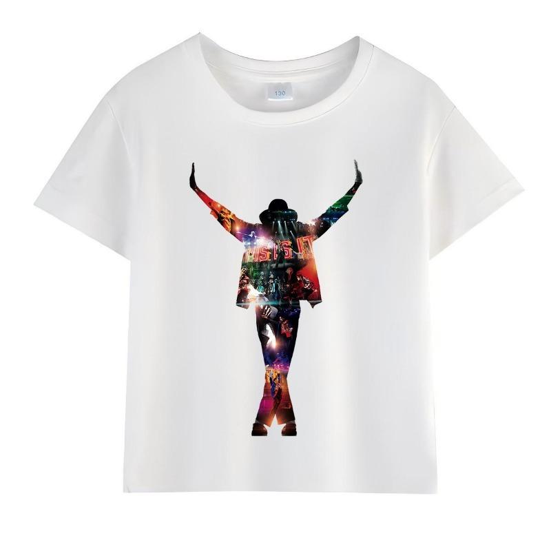Kids Michael Jackson Rock N Roll T-Shirt Children's Fashion Crew Neck Top Summer Casual Clothes for Baby Boys And Girls