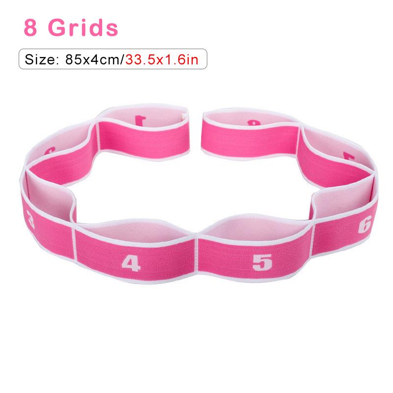

Многофункциональные эспандеры для йоги, пилатеса, петли для фитнеса, тянущийся ремень, эластичные ленты для латинских танцев 8 Grids Pink White