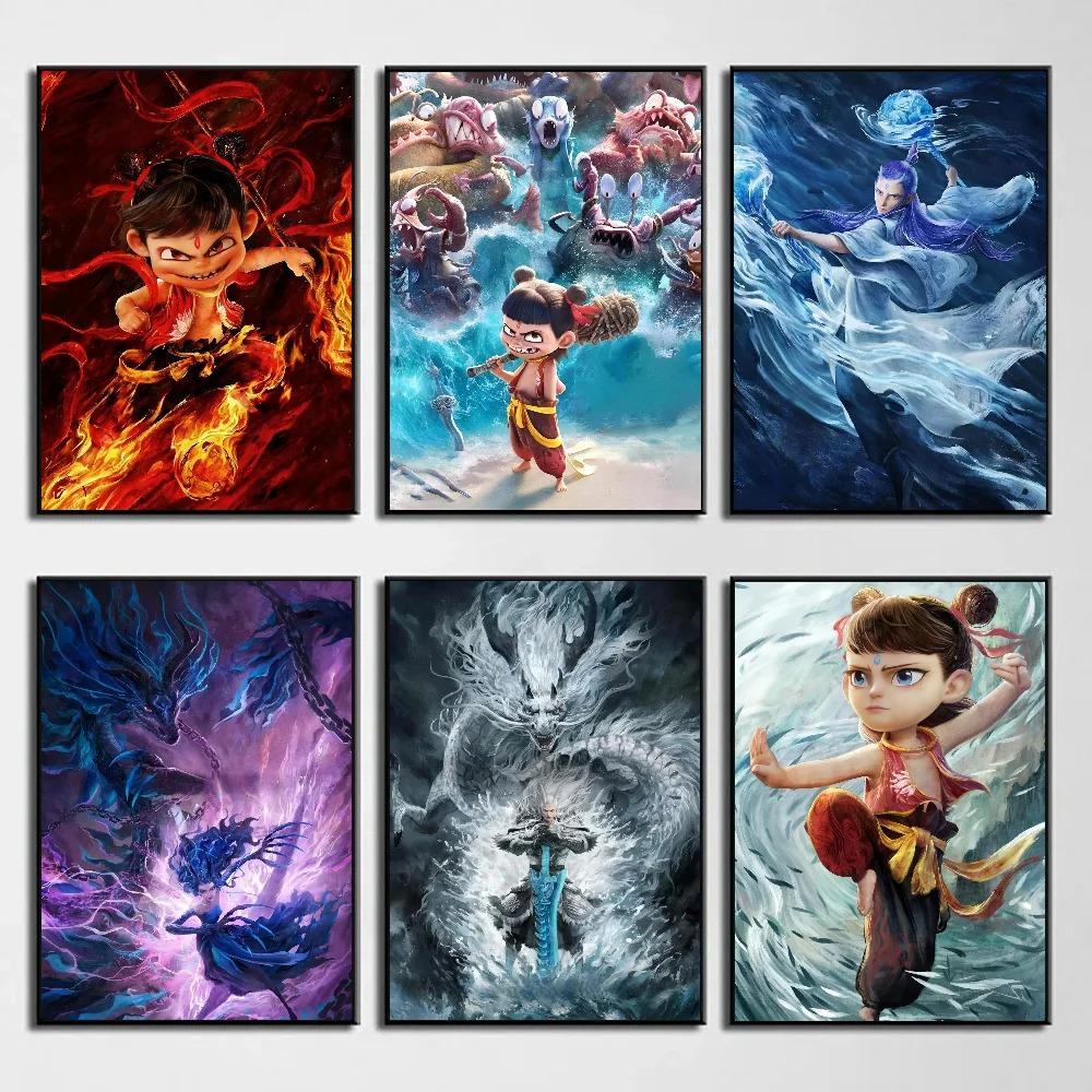 Film Nezha Podbija Króla Smoków Malarstwo na Płótnie Dom Sypialnia Wejście Bar Kawiarnia Dekoracja Malarstwo Artystyczne