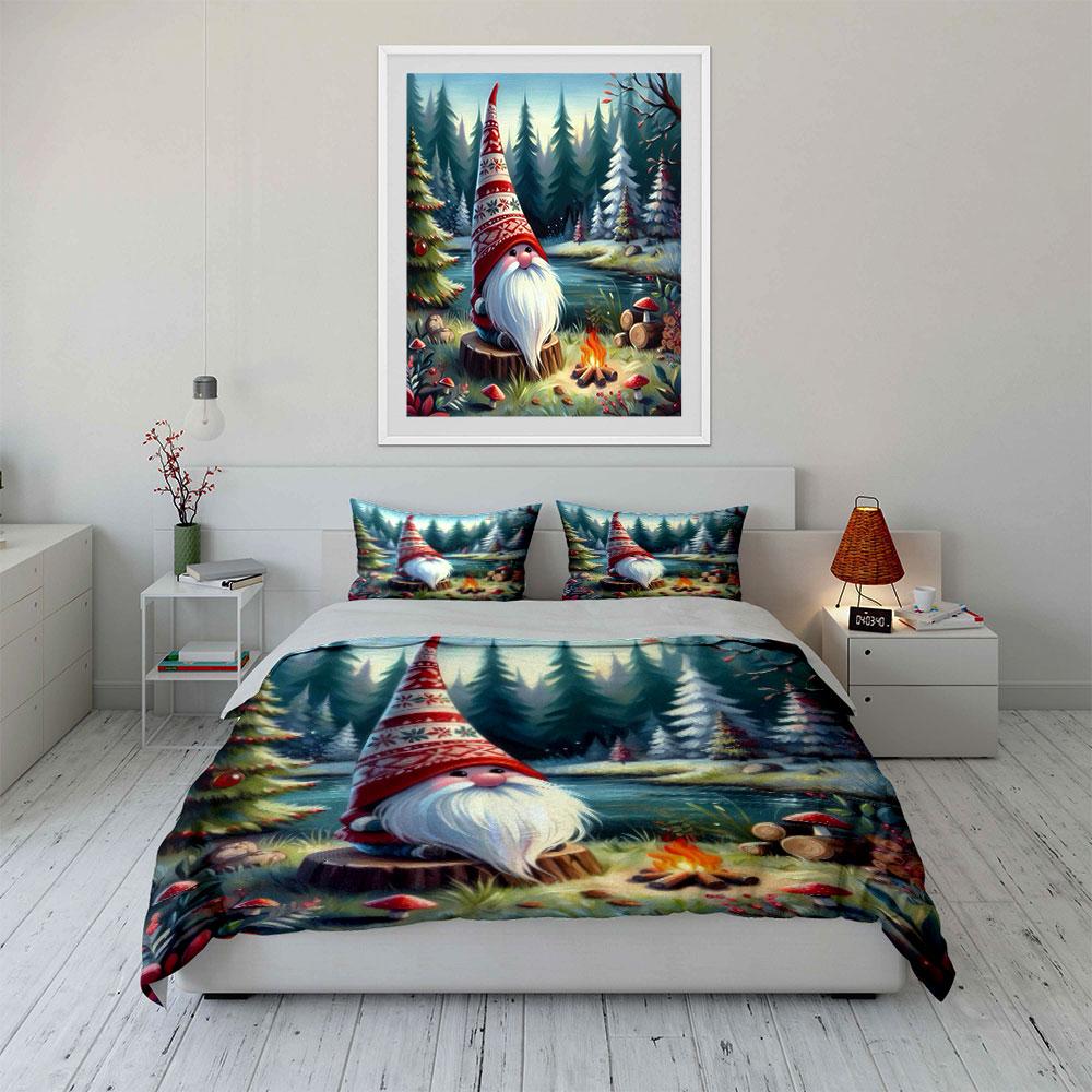 Christmas Gnome by Campfire Bedding Duvet Cover Set (1*Duvet Cover 2*Pillowcases, Without Duvet Insert)