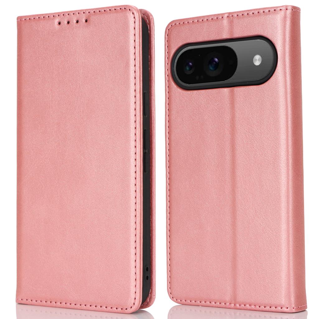 For Google Pixel 9/Pixel 9 Pro Case PU Leather Wallet Magnetic Closing Phone Cover -  Light Brown
