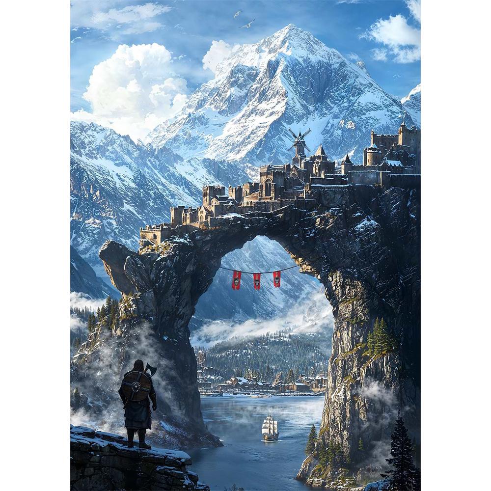 Fantasy Forest Castle Dark Academy Magic Witch Canvas Diamond Painting Wall Art Picture Living Room Home Decor