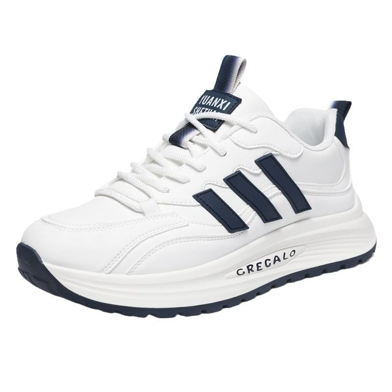 Men's shoes autumn and winter leather sneakers light and comfortable soft-soled casual trendy shoes thick-soled versatile color matching dad shoes