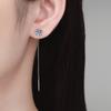 Smyoue 5/6.5mm Tassel Round Cut Moissanite Drop Earring for Women Classic Four-claws Lab Diamond Ear Jewelry 925  Silver