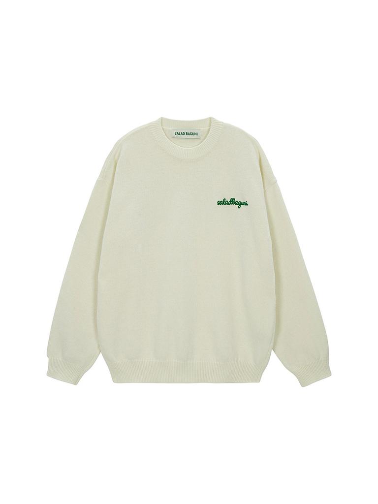 SALAD BAGUNI Lettering Semi-Over Pullover_Ivory