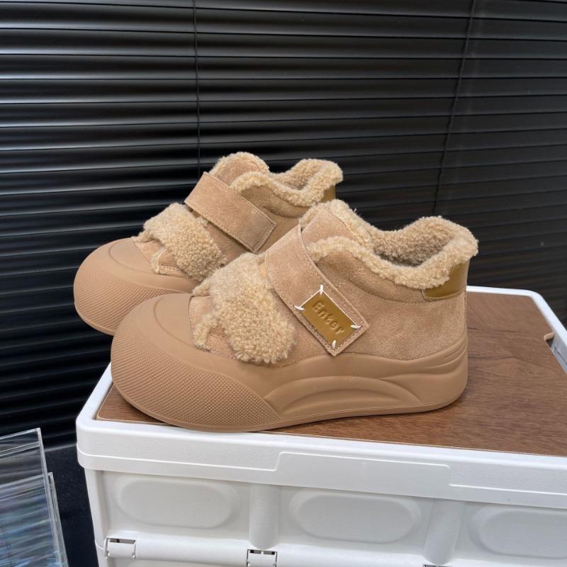 

Winter pure leather women s shoes thick-soled cotton high-top casual shoes leather bread shoes high-waisted women s cotton shoes Mao Mao shoes 39 верблюд