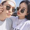 Harajuku Gold Frame Hip-hop Glasses Small Frame, the Same Sunglasses Round Frame Retro Women's Round Face Sunglasses Tide