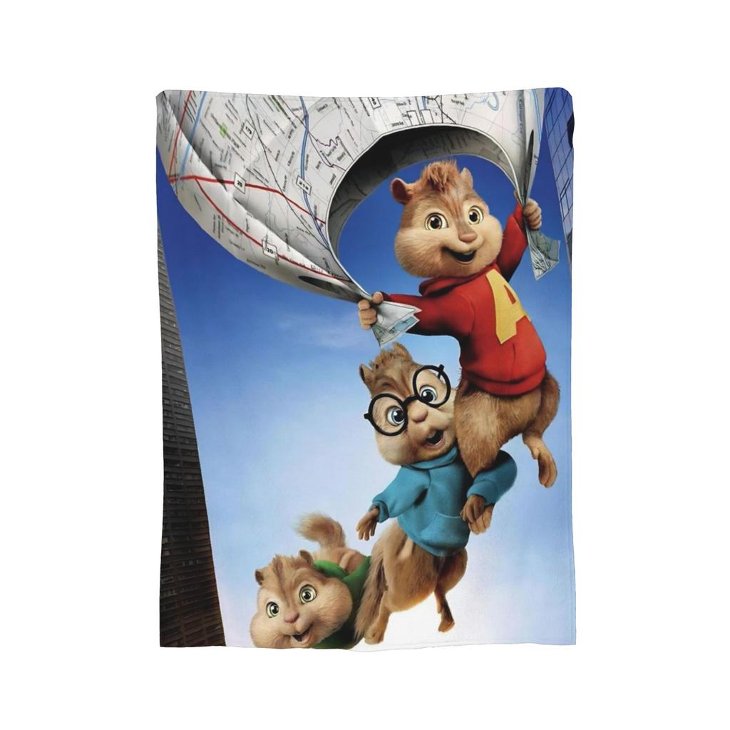 A-Alvin and the Chipmunks Knitted Blanket Coral Fleece Plush Movie Warm Throw Blanket for Bedroom Sofa Bedspread