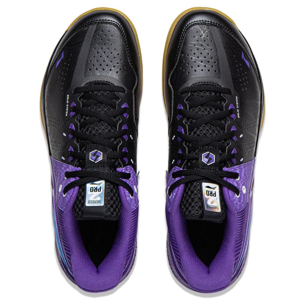 Li Ning Badminton Collection Thunder II PRO Synthetic Leather, Textile Coverage Support Badminton Shoes Unisex AYAW001-2
