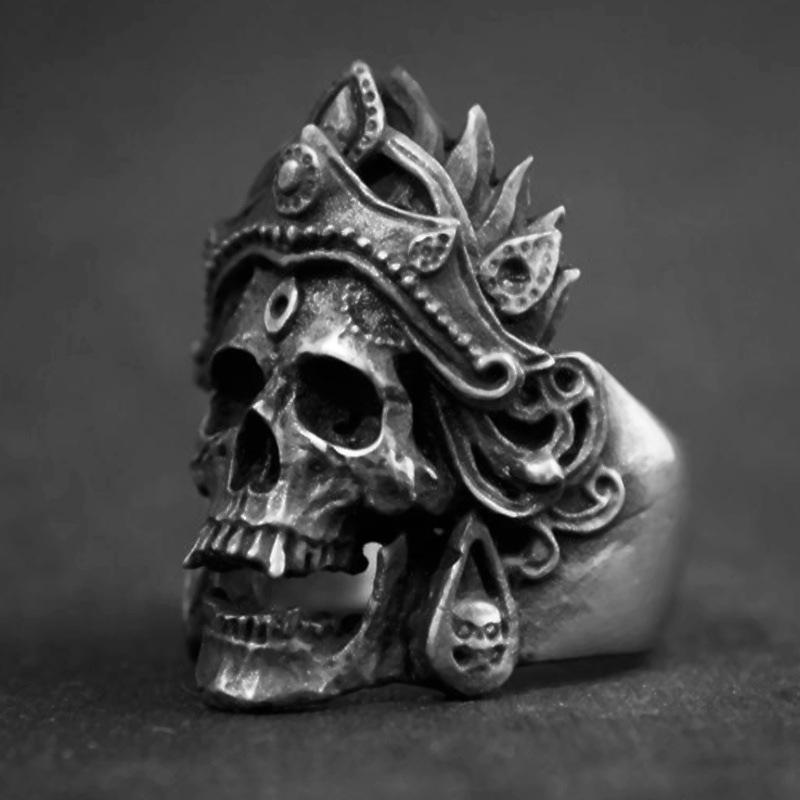 Unique Indian Crown Skull Ring Domineering Skull Ring