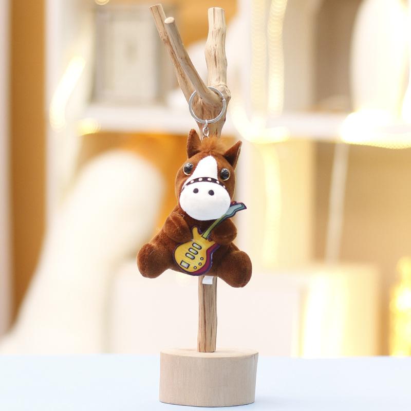 Plush Pony Mini Keychain Animal Keyring With Guitar For Girls Gift And Bag Decor