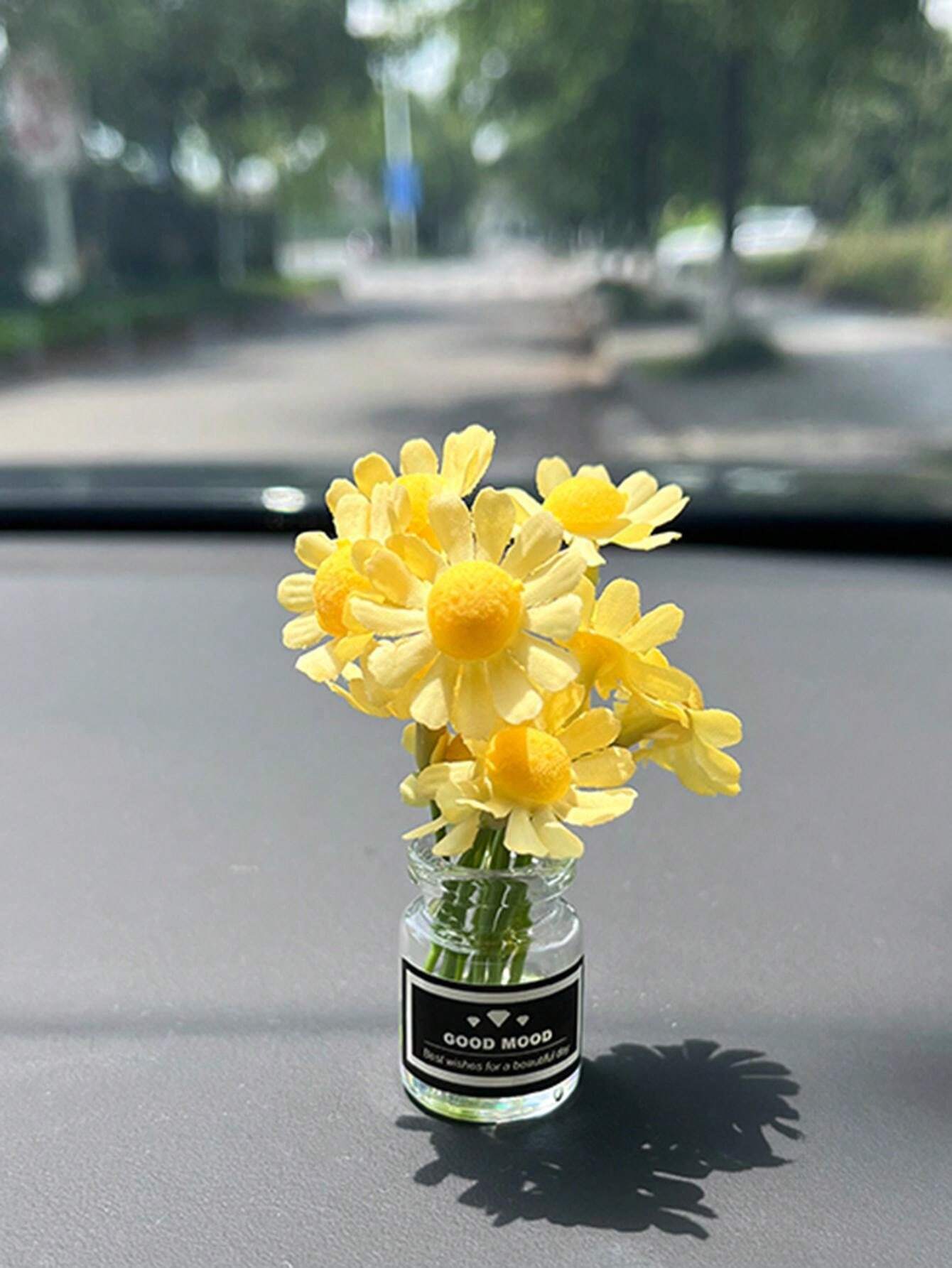 

1 шт. Автомобильное украшение Мини-ваза Цветок Украшение интерьера Украшение центральной консоли one-size жёлтый