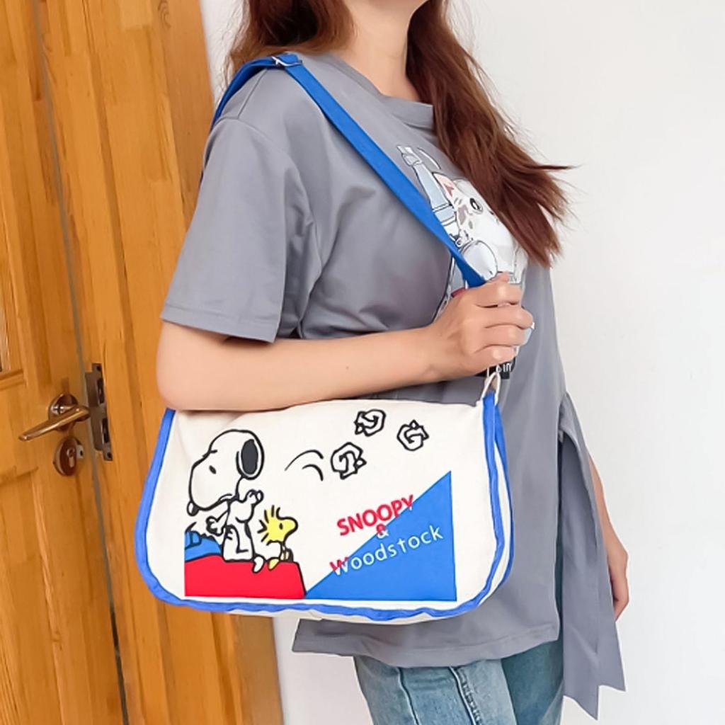 [hgTUP] Snoopy Umhängetasche, Tragetasche, Snoopy Schultertasche, Tragetasche mit Innentasche, Tasche für Besprechungen, für den Weg zur Arbeit, Canvas-Tasche, Dickes Snoopy,