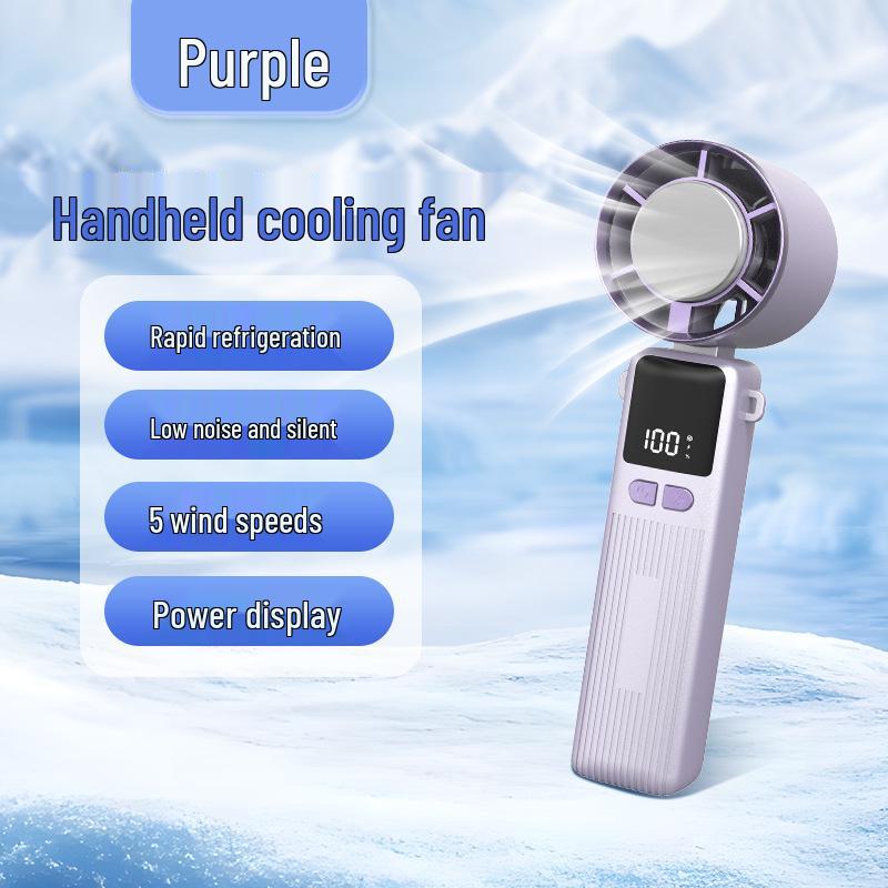 Handheld Portable Mini Fan with Cooling Ice Pack – Silent, Foldable, Desktop-Compatible 5 Fan Blades