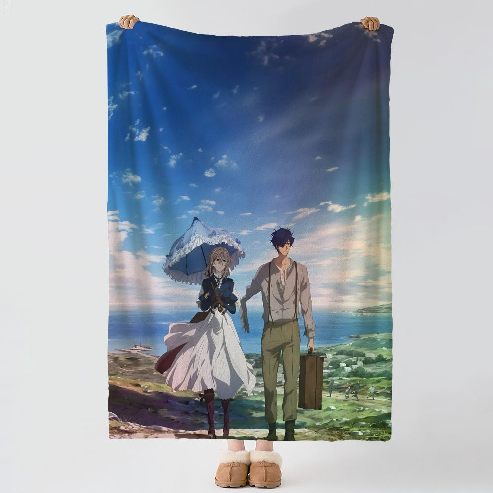 Anime V-Violet Evergarden-n Throw Thick Comfort Flannel Quilt, Multi-scene Use Indoor Outdoor Daily Nap