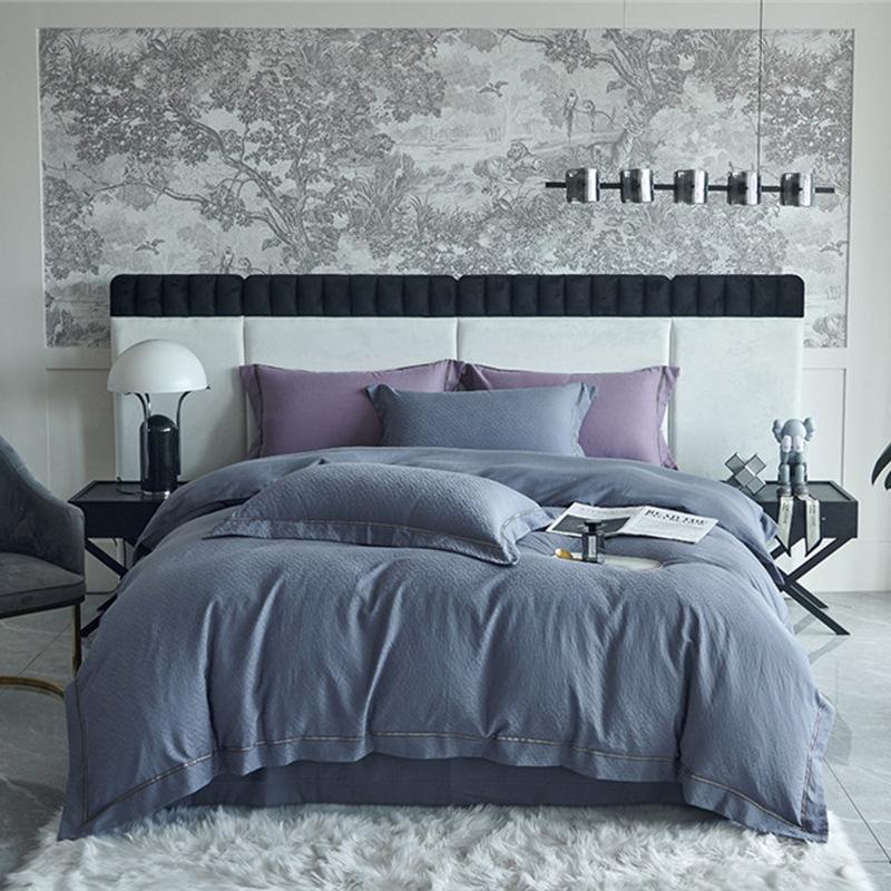 Pure Lust Style Cotton Type A Washed Long-staple Cotton Jacquard Four-piece Set 100 Count Four-piece Set