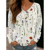 2025 New Women's Casual V-neck Long-sleeved Pullover Digital Printed Sweatshirt