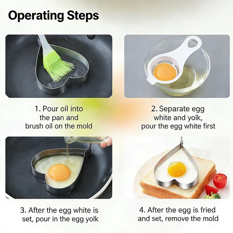 Stainless Steel Egg Frying Mold Diy Egg Frying Model Egg Frying Tool Heart-Shaped Mold Pancake Maker