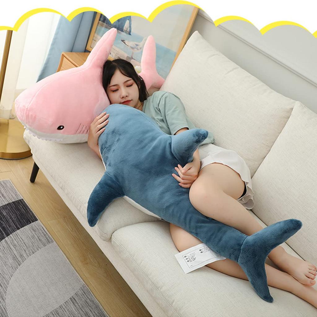 TWDRTDD Shark Plush Fun Blue Fluffy Animal Bedroom Store School Entrance Graduation Christmas Gift Toy, Oversized, Cute, Toy, Whale, Cute, Doll, Gift,