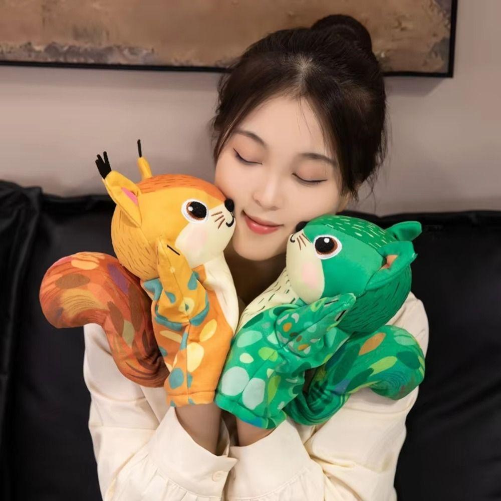Movable Mouth Stuffed Plush Squirrel Toys Squirrel Hand Finger Story Puppet  Story Time
