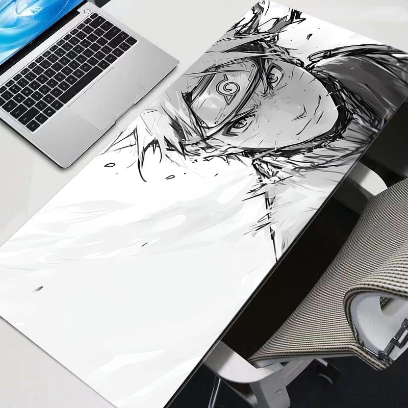 Mouse Pad PC Gamer Mousepad Office Laptop Naruto Uzumaki Anime Mouse Mats Black And White Desk Mat HD Rubber Keyboard Pad Gifts