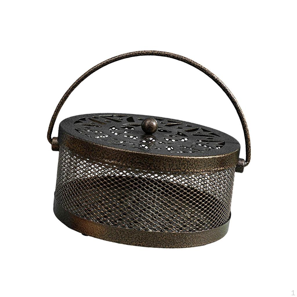 Coil Holder Censer Round Hollow Retro Hanging Incense Burner Stand for Travel Garden Camping
