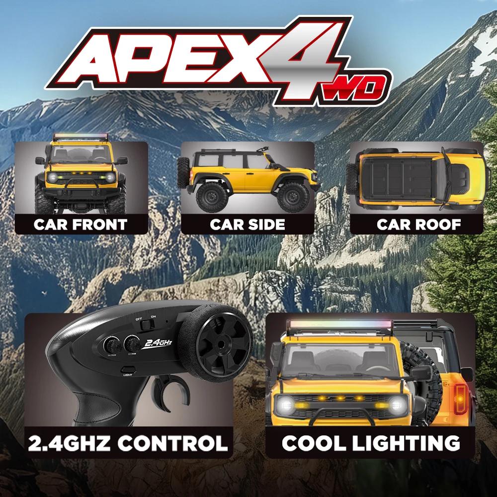 HB R1601 RC Car 1:16 2.4G 4WD Off-Road Remote Control Cars with LED Crawler Trucks Climbing Vehicle Model Toys for Kids Adult