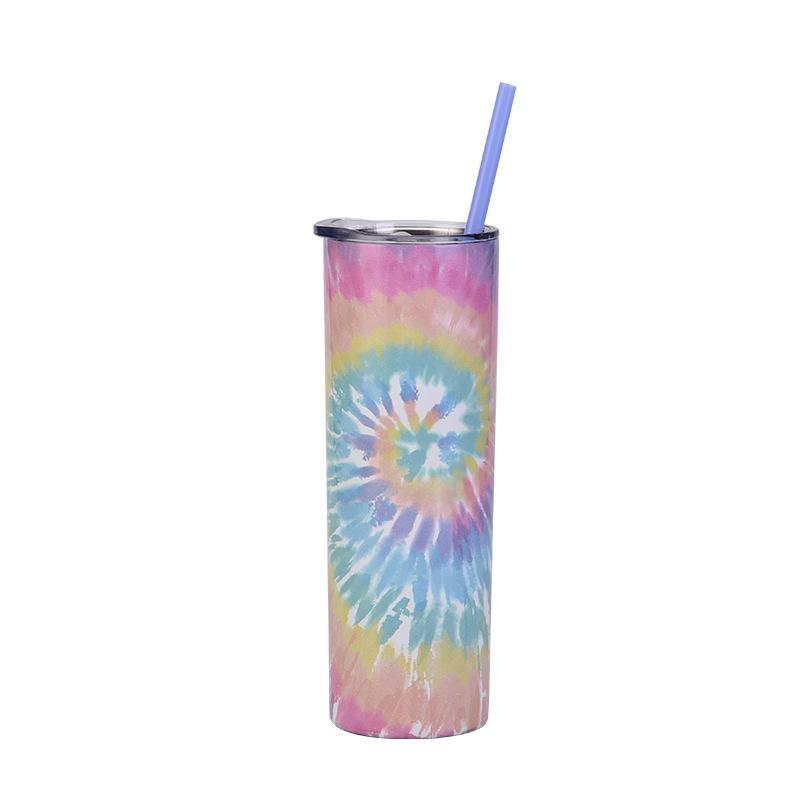 Stainless Steel Straight Cup Creative Skinny Cup Color Double Layer Tie-Dye Hot Sublimation Water Cup