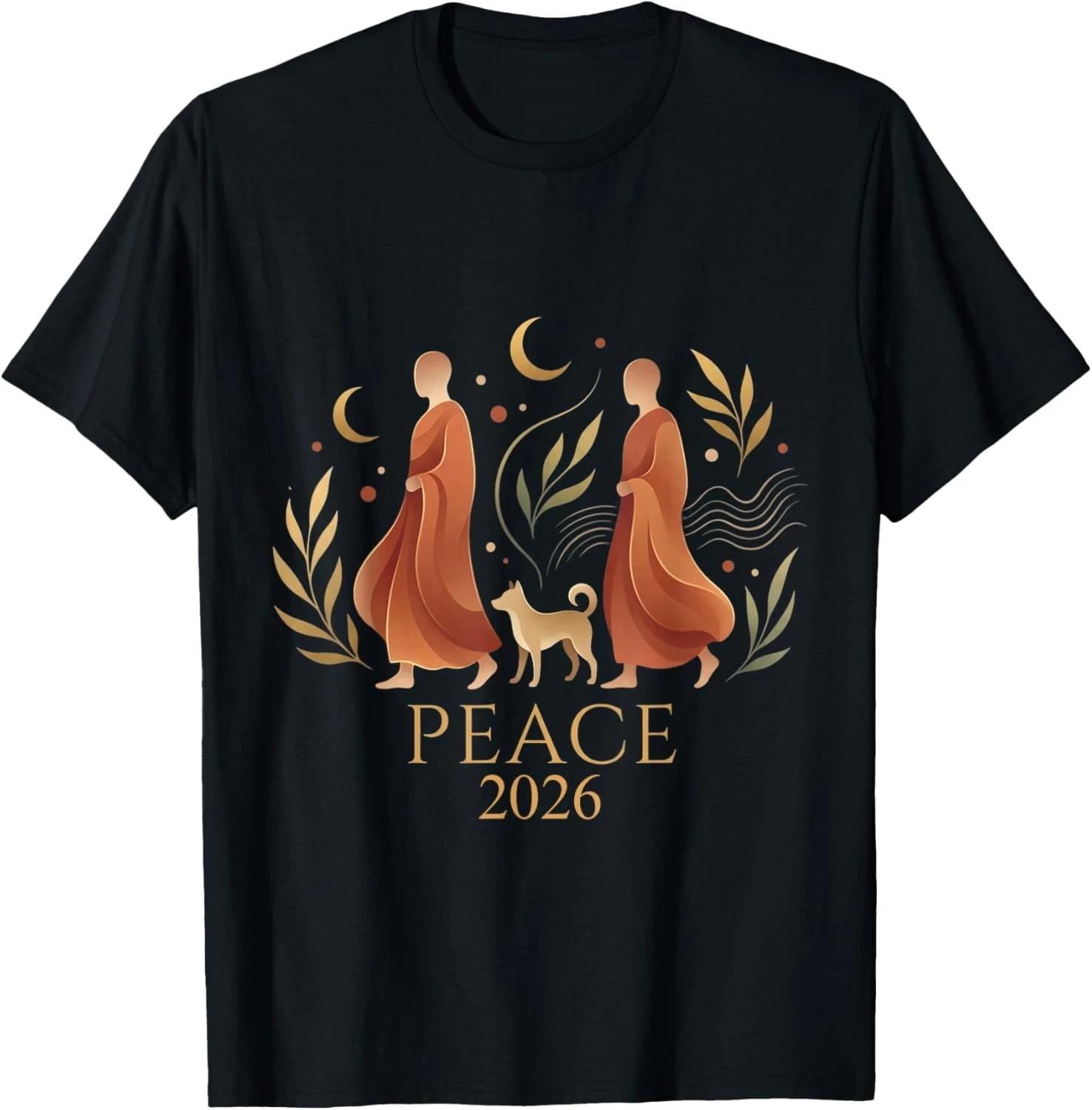 

Walk Peace 2026 World Peace Monks with Aloka Dog Spiritual Gift Unisex T-Shirt S