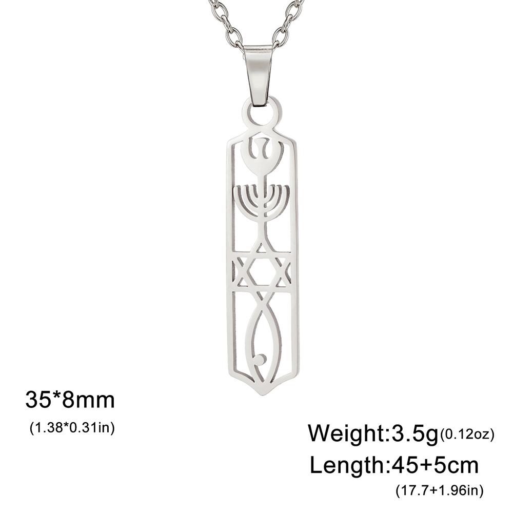 LIKGREAT Messianic Star of David Necklace for Women Men Stainless Steel Je Menorah Hexagram Pendant Israel Je Jewelry