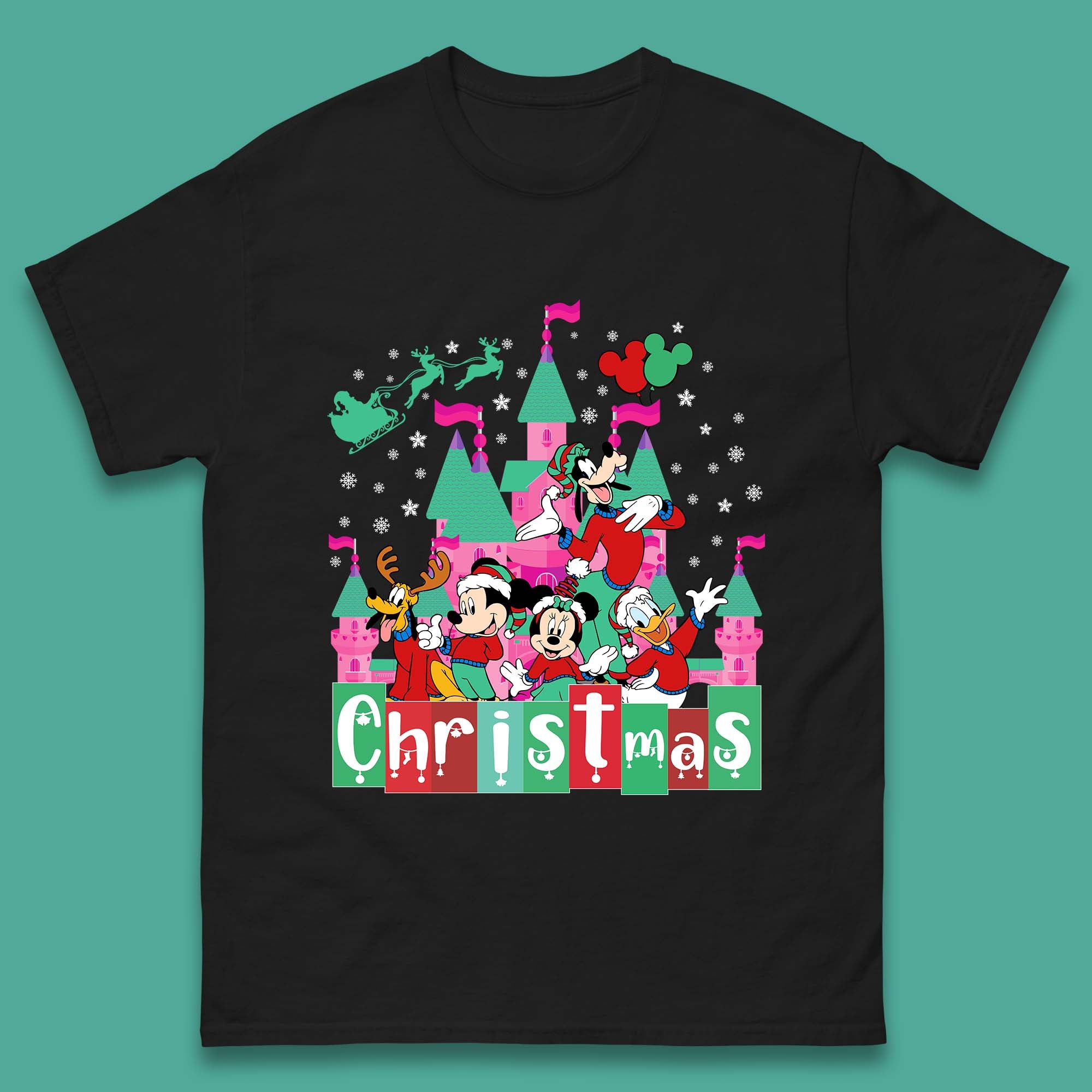 Christmas Disneyland Santa Mickey And Friends Mens T Shirt Womens Tops Tees L