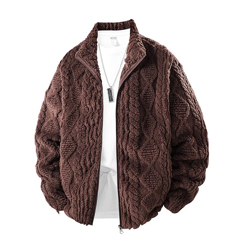 

Sweater, Hoodie, Cotton Jacket Without Hood, Velvet Cotton Jacket, Handsome Imitation Lamb Wool Jacket XXL кавовий