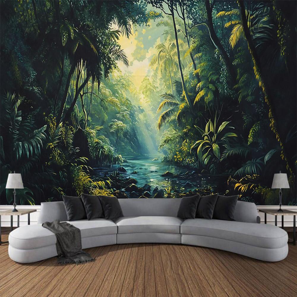 Bohemian Style Tapestry, Tropical Plant Art Wall Hanging, Psychedelic Home Background Decoration, Available In Various Sizes
