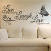 Live Laugh Love Butterfly Flower Wall Art Sticker Modern Wall Decals Quotes Vinyls Stickers Home Decor Living Room Wholesale