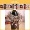 New European And American Style Christmas Decorations Red Wine Bottle Cover With Bowknot And Wool Collar