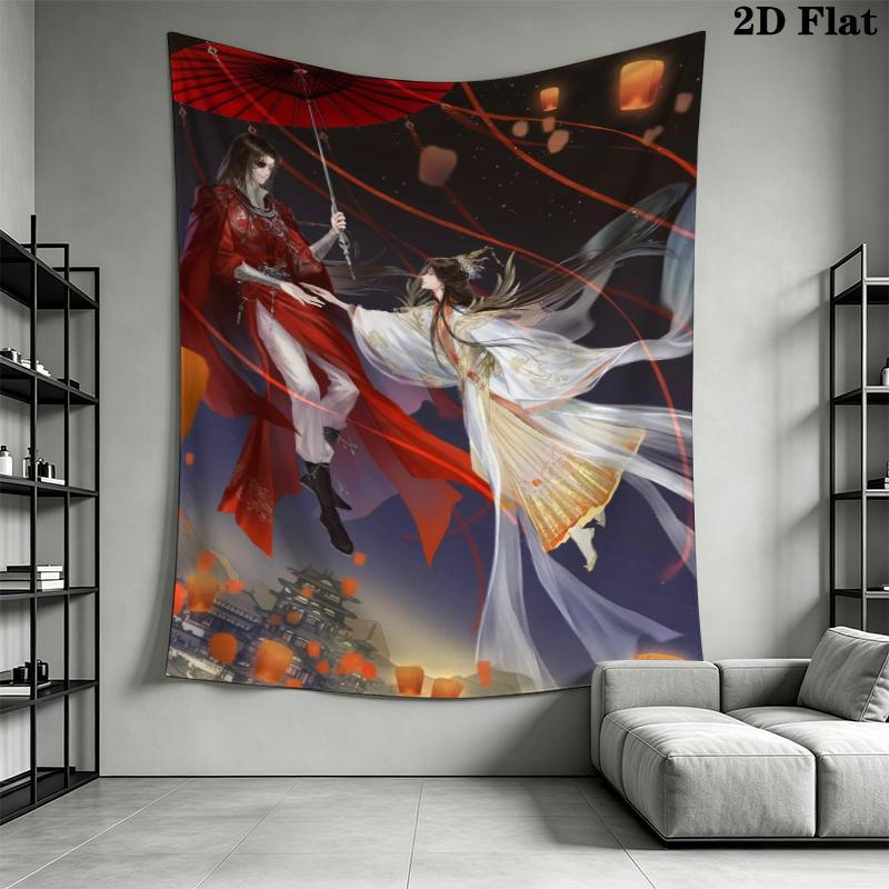 Heavenly Official's Blessing Wall Tapestry Aesthetic Wall Hanging Printed Fabric Blanket Decorative Tapestries for Bedroom Living Room Home Decor