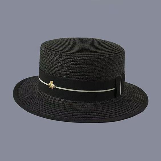 Fashion straw hat women's beach seaside vacation straw hat sun hat sun protection sun hat top hat new flat top hat